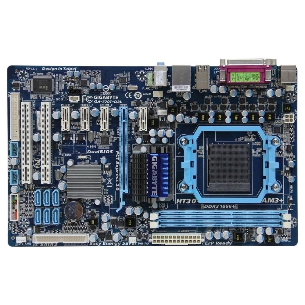 Gigabyte GA-770T-D3L(rev.1.0) AMD 770 Motherboard - AM3 Socket, DDR3, 8GB, ATX