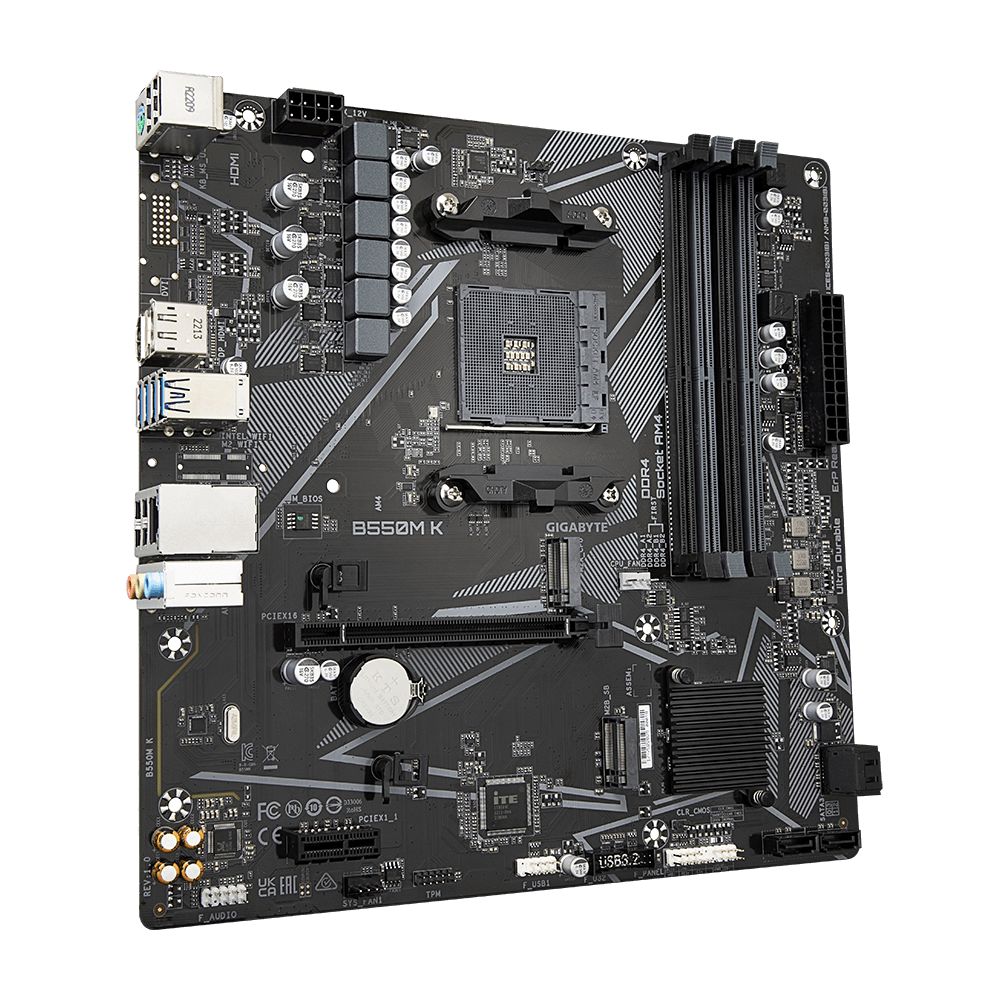 Placa base Gigabyte GA-B550M K con chip AMD B550 (AM4, DDR4, 128GB)