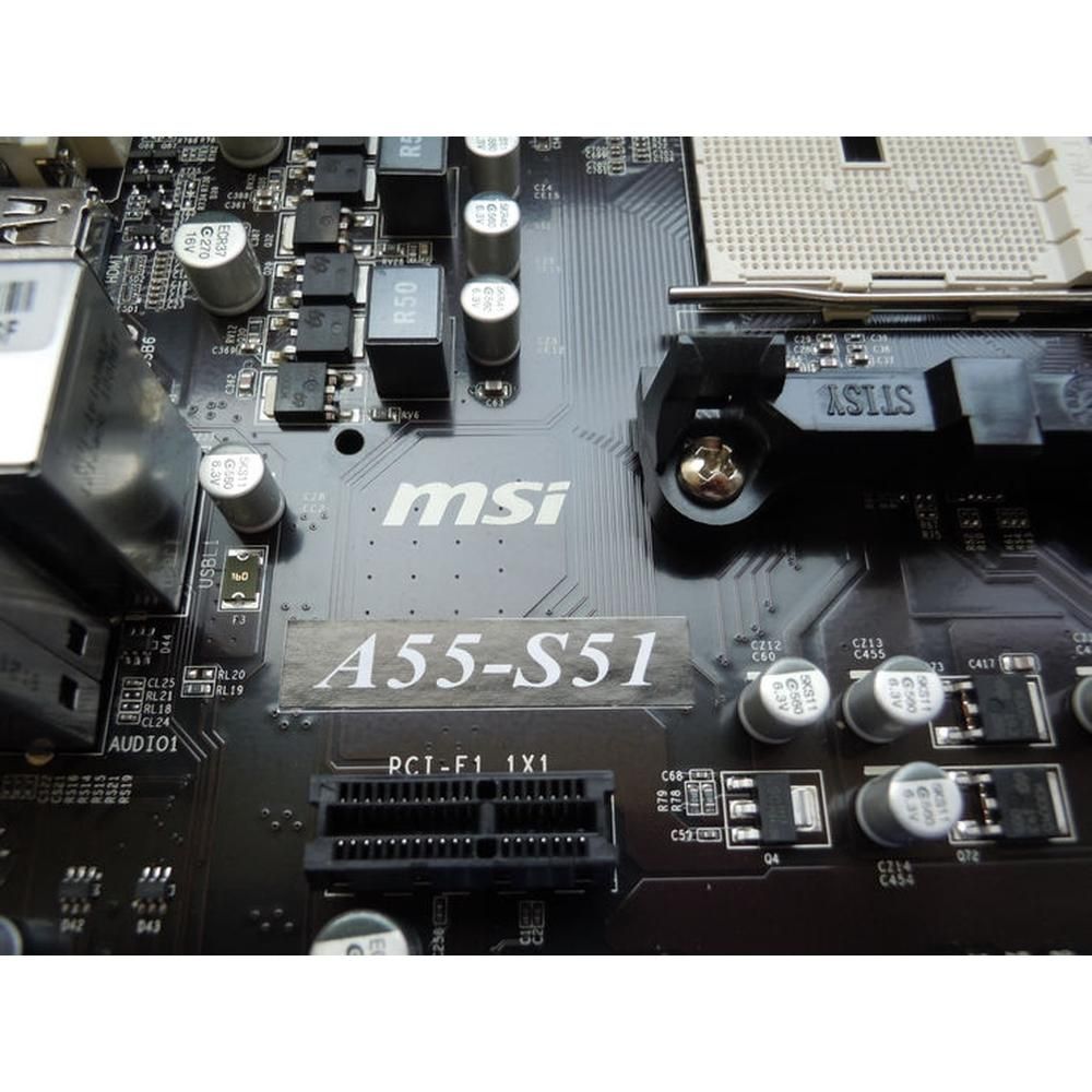 MSI A55-S51 AMD A55 Motherboard, FM1 Socket, 16GB DDR3, Micro ATX (16x29.3x19.3mm)