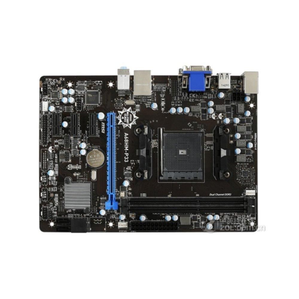 MSI A68HM-P33 AMD A68H Motherboard, FM1 Socket, 32GB DDR3, Micro ATX (24.4x17.4cm)