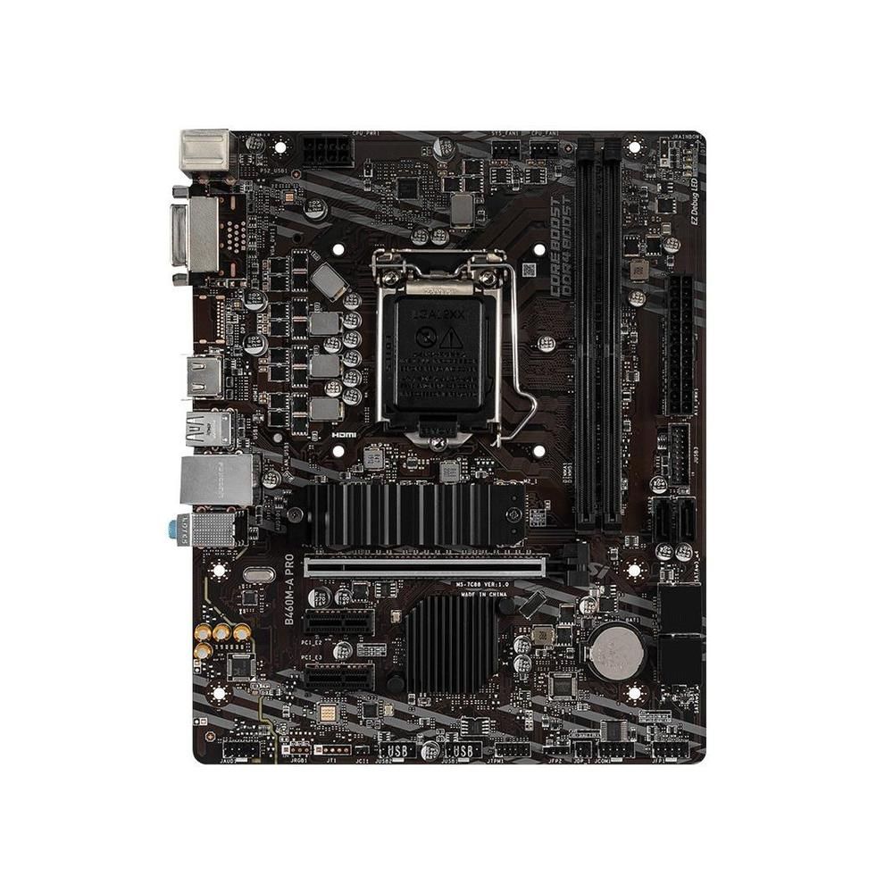 MSI B460M-A PRO Motherboard, Intel B460, LGA 1200, DDR4 64GB, Micro ATX