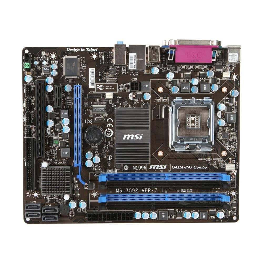 MSI G41M-P43 Combo Motherboard, Intel G41, LGA 775, DDR3, 8GB, Micro ATX