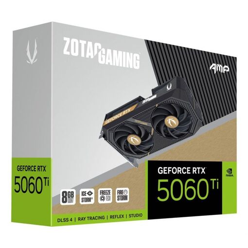 Carte graphique Zotac Gaming GeForce RTX 5060 Ti 8 Go AMP - RTX 5060 Ti - 8 Go DDR7 - PCIe 5.0 x8 - 3 ports DisplayPort, HDMI