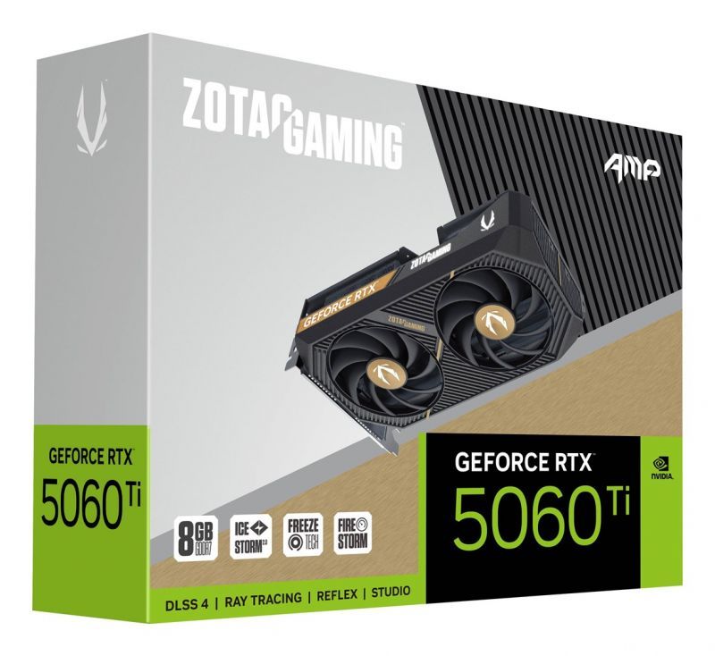Zotac Gaming GeForce RTX 5060 Ti 8GB AMP - Graphics Card - RTX 5060 Ti - 8GB GDDR7 - PCIe 5.0 x8 - 3x DisplayPort, HDMI