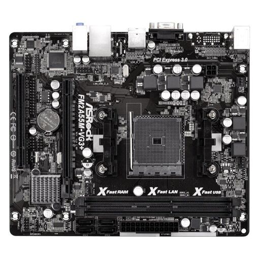 Placa base ASRock FM2A55M-VG3+, AMD A55, Socket FM2+, 32GB DDR3, Micro ATX