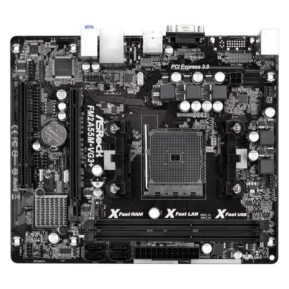 ASRock FM2A55M-VG3+ Motherboard, AMD A55, FM2+ Socket, 32GB DDR3, Micro ATX