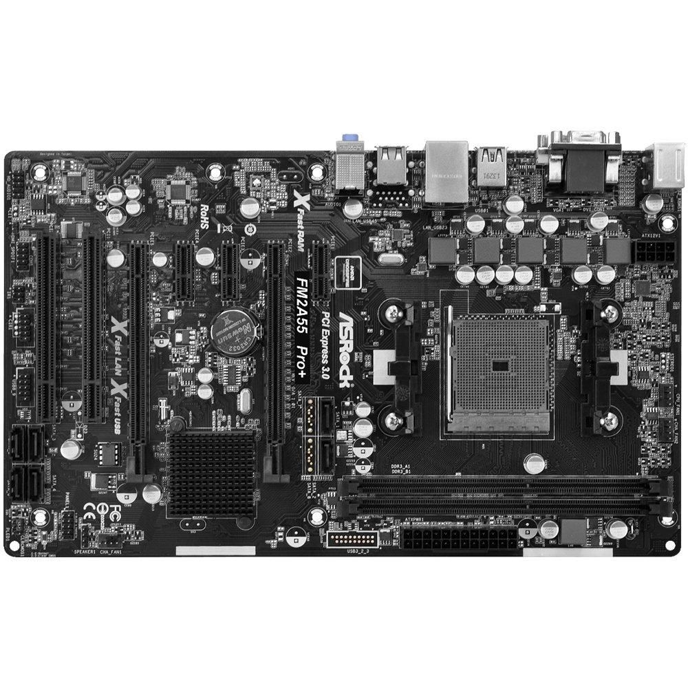 ASRock FM2A55 Pro+ Motherboard, AMD A55, FM2+ Socket, 32GB DDR3, ATX Form Factor