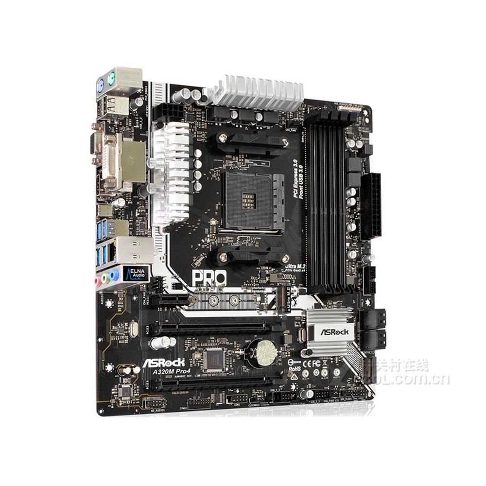 ASRock A320M Pro4 Motherboard, AMD A320, AM4 Socket, 64GB DDR4, Micro ATX