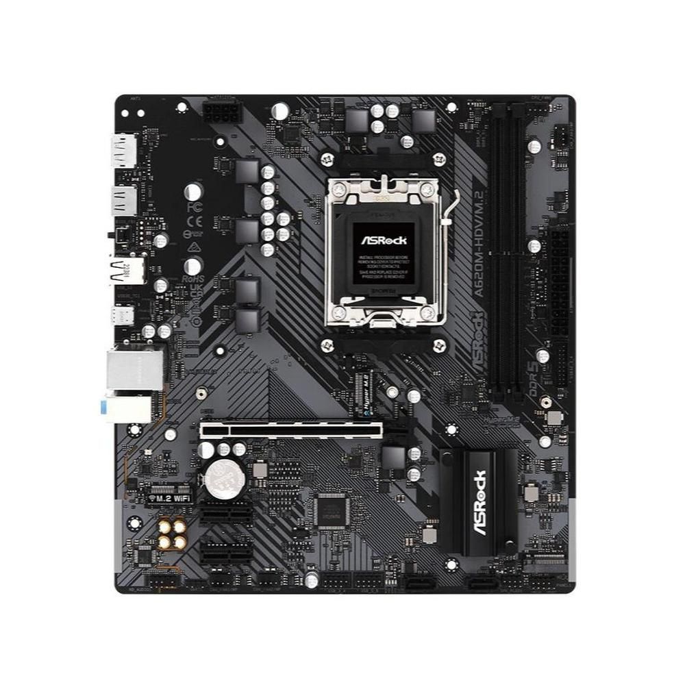 ASRock A620M-HDV/M.2 Motherboard, AMD A620, AM5 Socket, 96GB DDR5, Micro ATX (24.4x22.6cm)