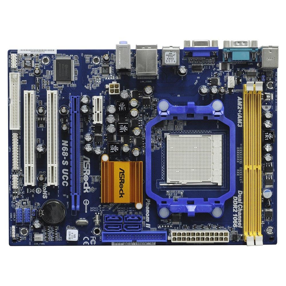 ASRock N68-S UCC Motherboard, NVIDIA nForce630A, AM2/AM2+/AM3, 8GB DDR2, Micro ATX