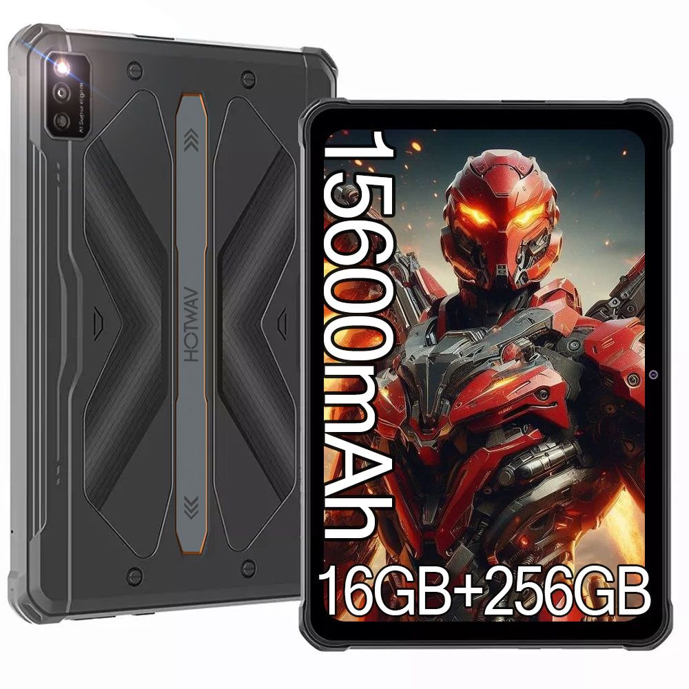 Tablet Hotwav R6 Ultra de 10,4 pulgadas FHD+ 2K (16 GB RAM, 256 GB ROM, 2 TB TF, Octa-core, Batería de 15.600 mAh, IP68/IP69K, Dual SIM 4G/5G WiFi, Naranja)