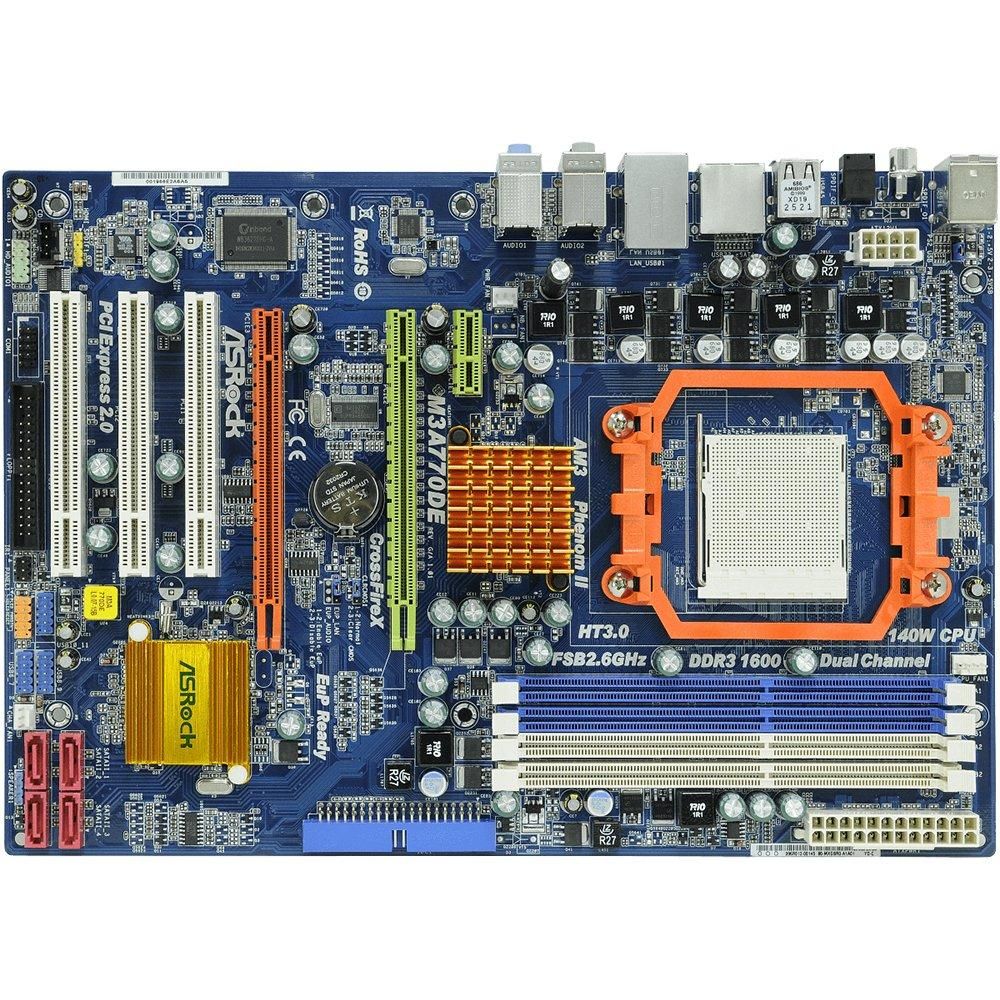 ASRock M3A770DE Motherboard - AMD 770, Socket AM3, DDR3, 16GB, ATX