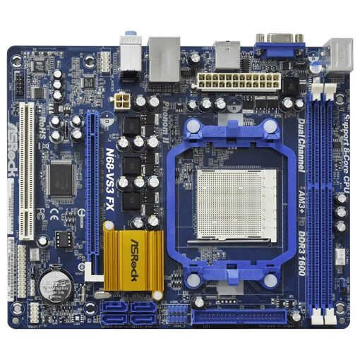Placa base ASRock N68-VS3 FX con GPU NVIDIA GeForce 7025, zócalo AM3+, 16GB de memoria DDR3, formato Micro ATX