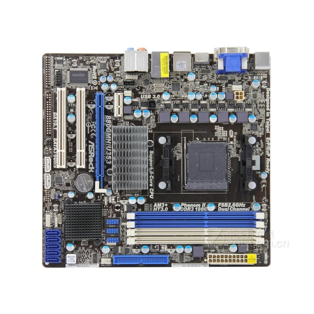 ASRock 880GMH/U3S3 Motherboard, AMD 880G, AM3+/AM3, DDR3 32GB, Micro ATX