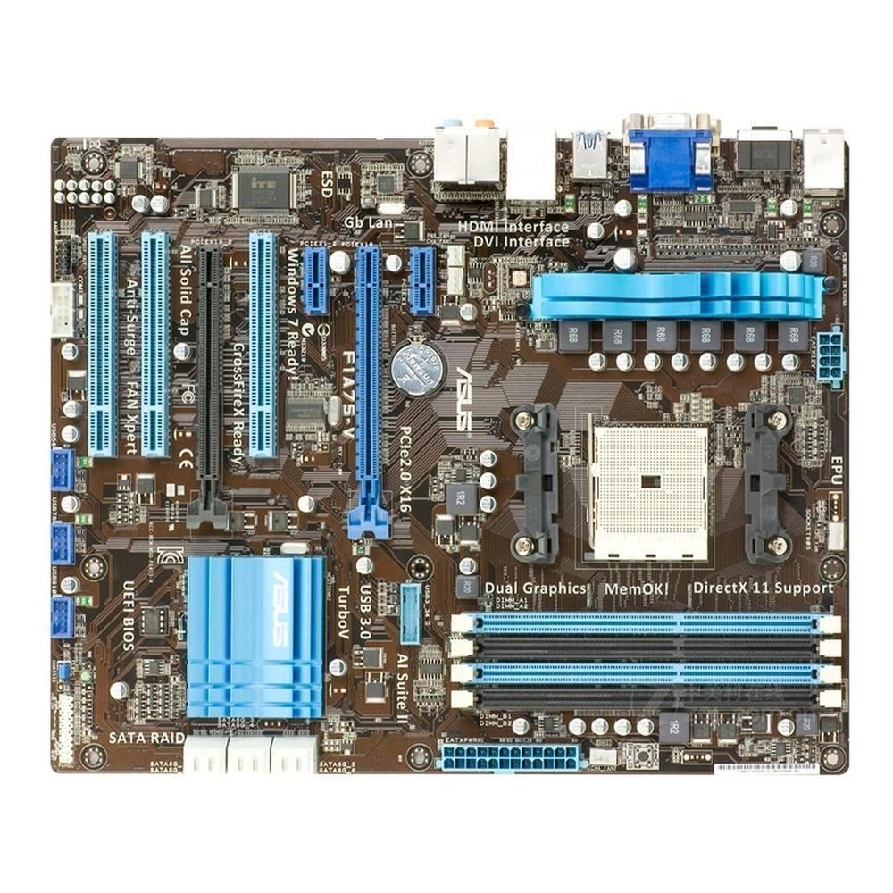 ASUS F1A75-V Motherboard, AMD A75, FM1 Socket, 64GB DDR3, ATX