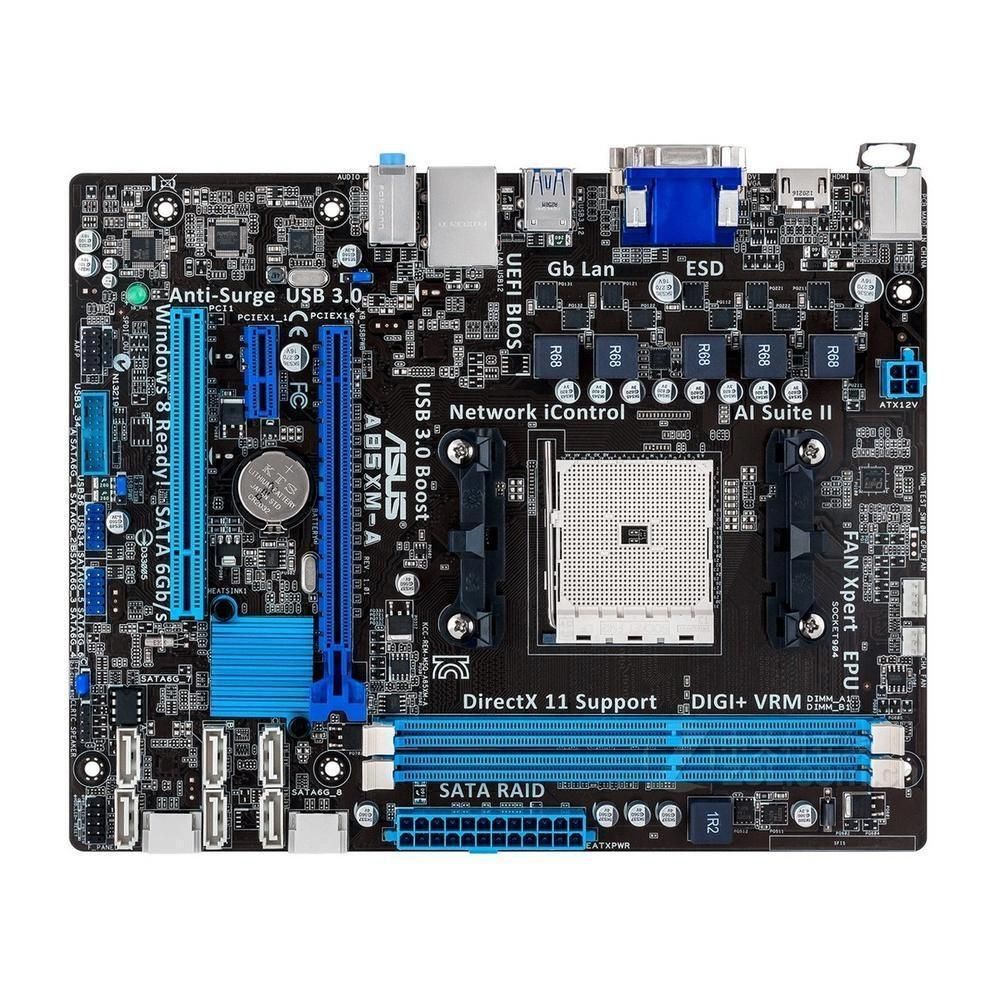 ASUS A85XM-A Motherboard, AMD A85X, FM2 Socket, 32GB DDR3, Micro ATX (305 x 202 mm)