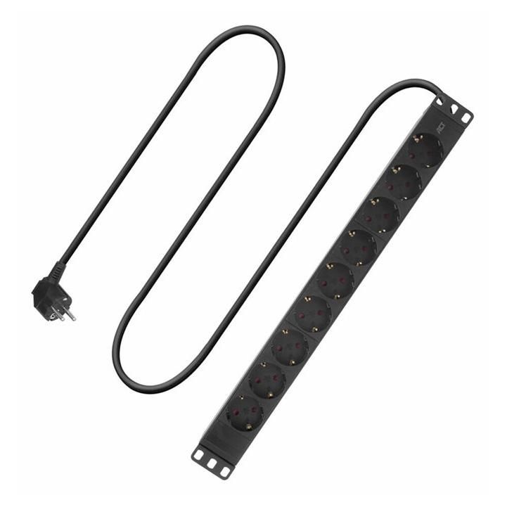 ACT Power Distribution Unit (Rack-Mountable) - H05VV-F 3G1.5 - 250V AC - 4000W - CEE 7/7 Input - 9x Type F Output Connectors - 1U - 19" - 3m Cable - Black