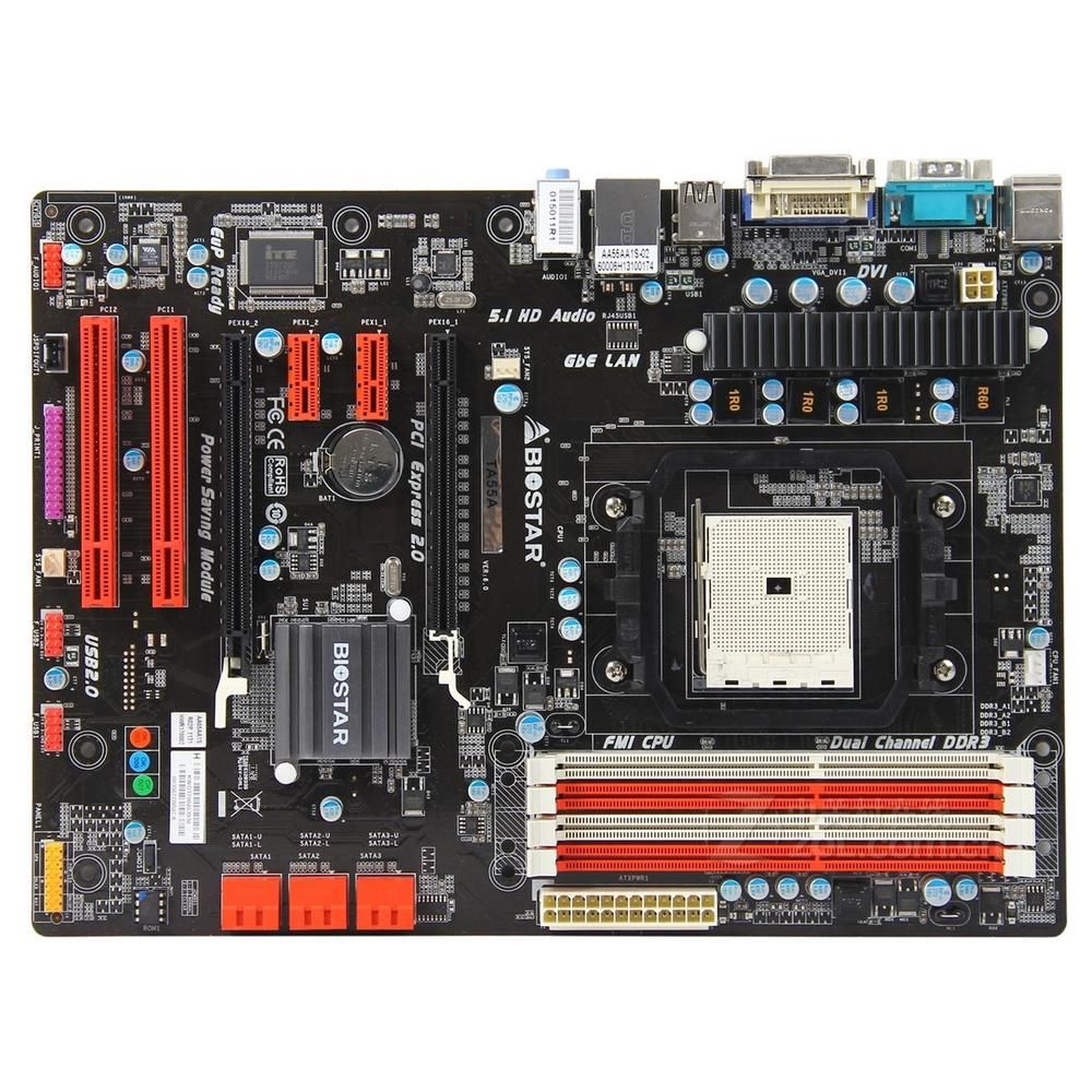 Biostar TA55A AMDA55 Motherboard, FM1 Socket, 32GB DDR3, ATX, 30.5x22cm