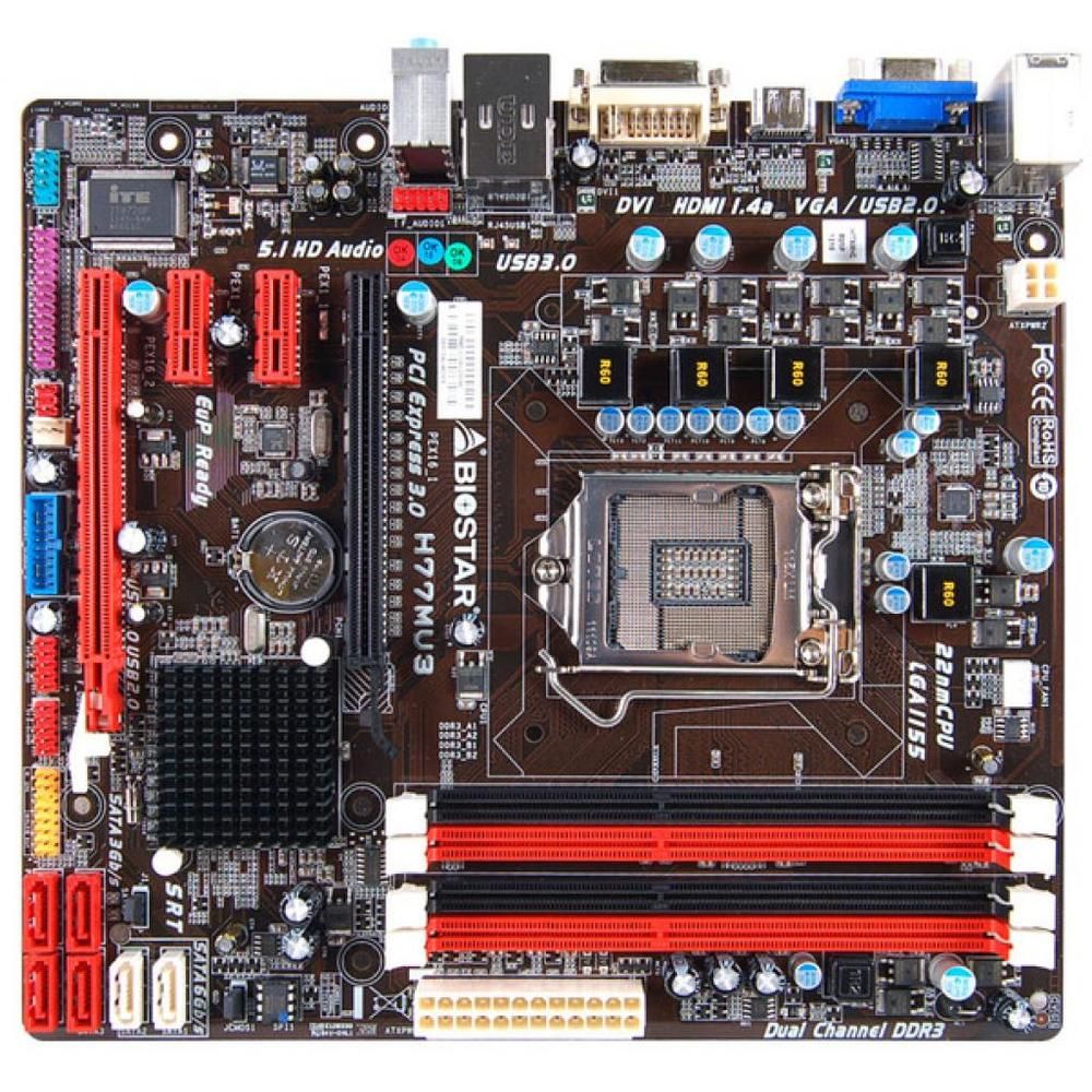 Biostar H77MU3 Motherboard, Intel H77, LGA 1155, DDR3, 32GB, Micro ATX