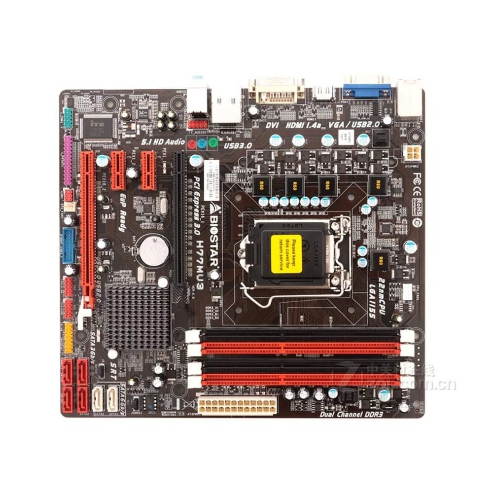 Biostar H77MU3 Motherboard, Intel H77, LGA 1155, DDR3, 32GB, Micro ATX