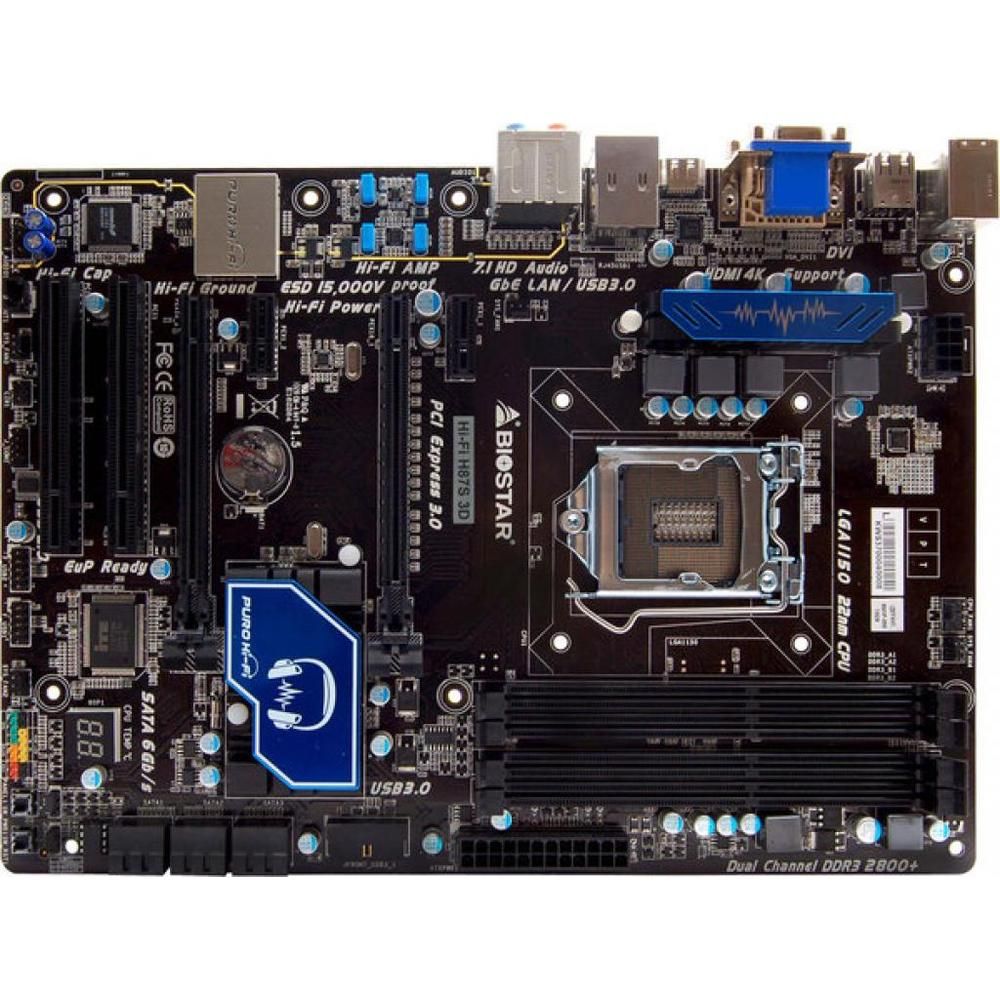 Biostar Hi-Fi H87S Intel H87 LGA 1150 DDR3 Motherboard (32GB, ATX, 30.5x22cm)