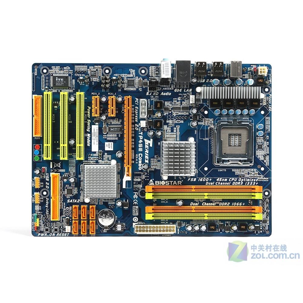 Biostar TP45E Combo Motherboard, Intel P45, LGA 775, DDR3/DDR2, 8GB DDR3 + 4GB DDR2
