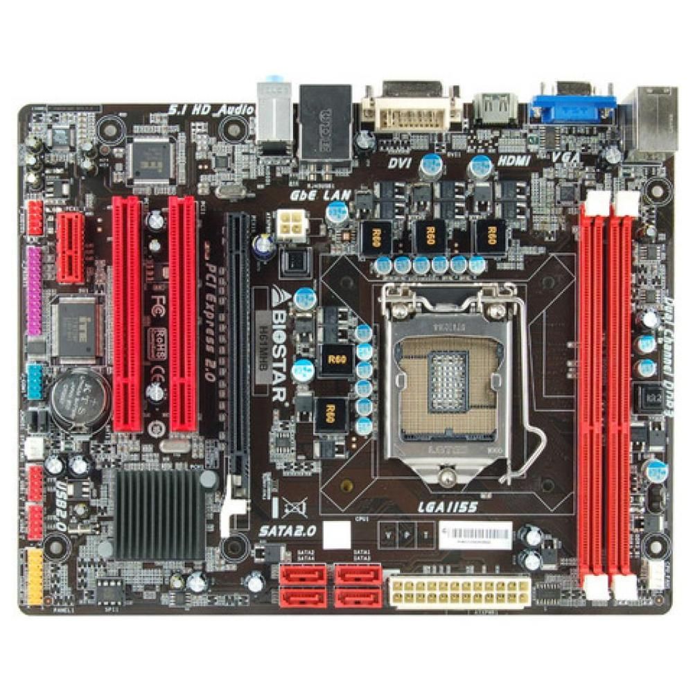 Biostar H61MHB Motherboard - Intel H61, LGA 1155, DDR3, 16GB, Micro ATX
