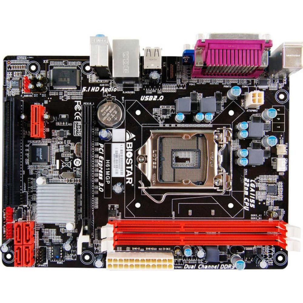 Biostar H61MGP Motherboard - Intel H61, LGA 1155, DDR3, 16GB, Micro ATX