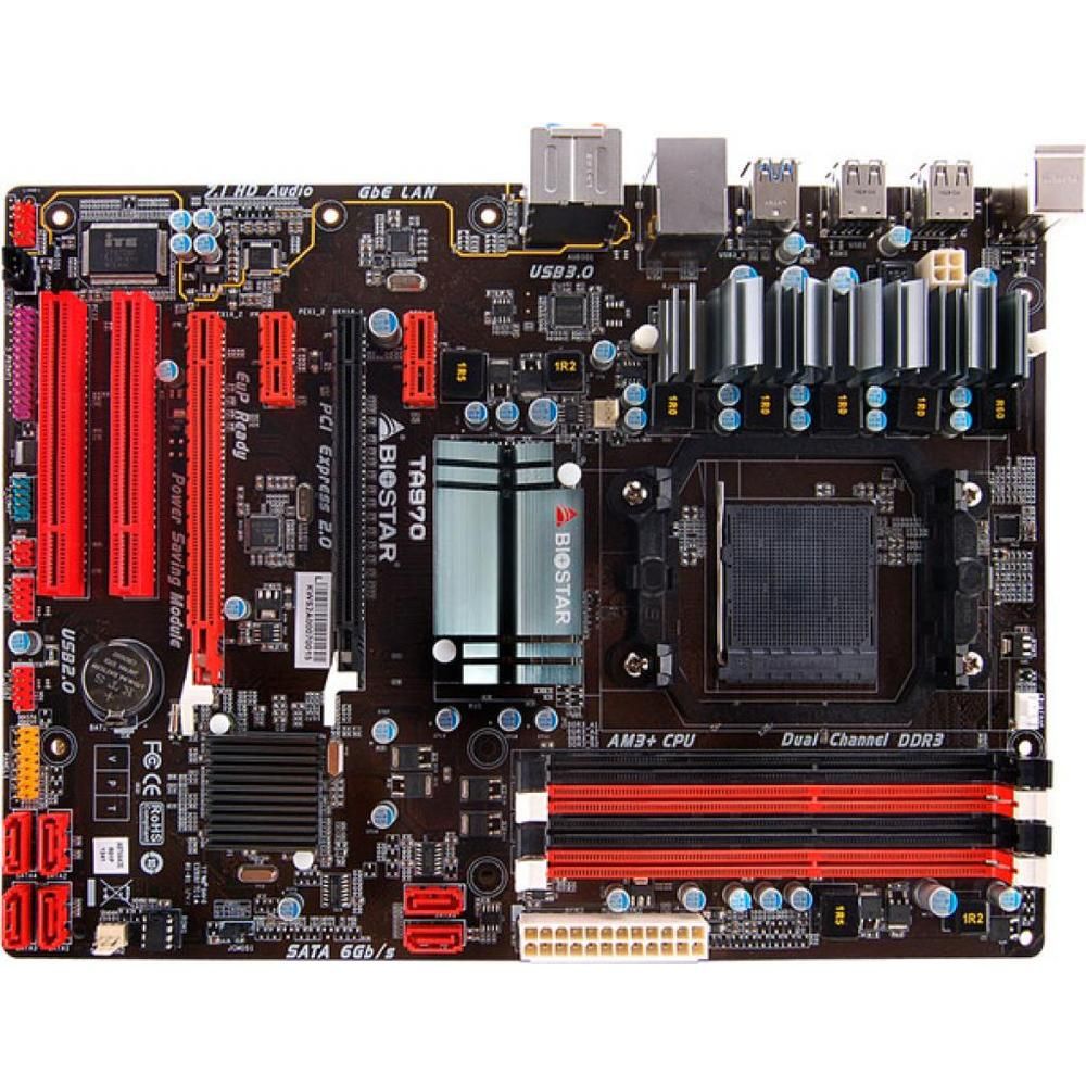 Biostar TA970 AMD 970 Motherboard, Socket AM3+, DDR3, 64GB, ATX