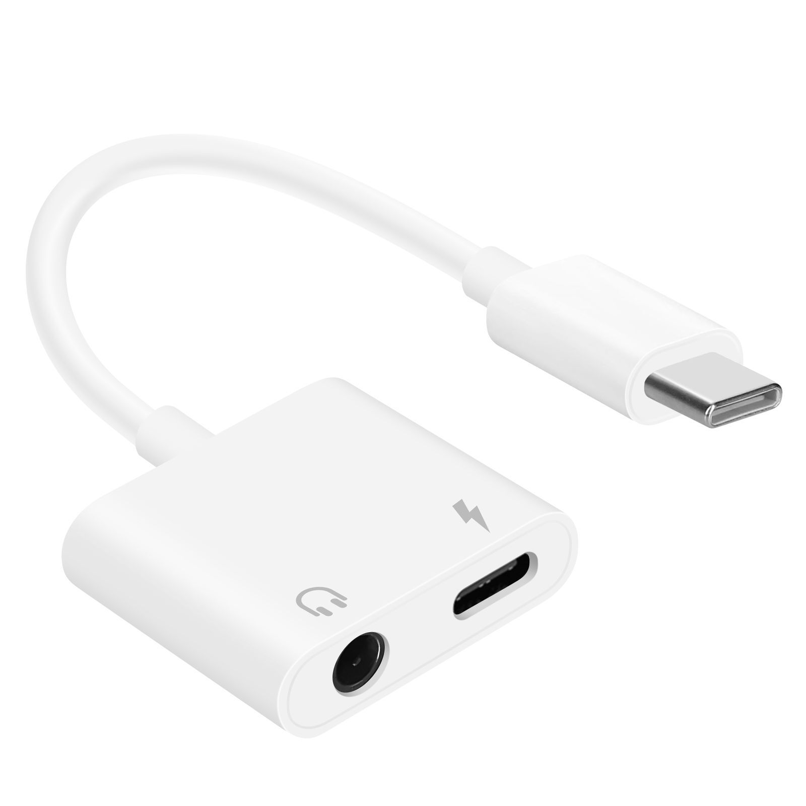 ENKAY USB-C to Audio Jack 3.5mm + Charge Adapter, White