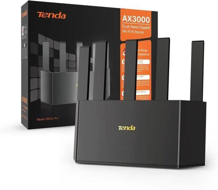 Tenda RX12L Pro WiFi 6 Router AX3000 Dual Band, 2402Mbps/5GHz + 574Mbps/2.4GHz, 4 Gigabit Ports, 160MHz Bandwidth