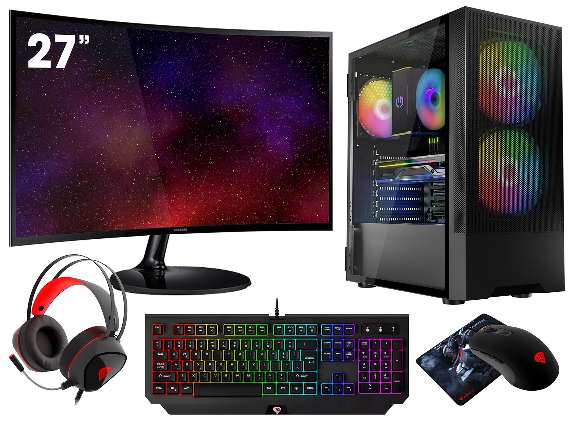 VIST Gaming PC - Ryzen 7 Pro 4750G, 32GB RAM, RX Vega8, 1TB SSD, WiFi, 27" LCD, Windows 11 Pro