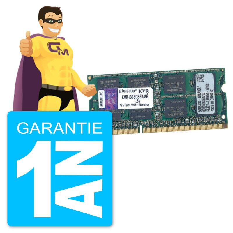 8GB DDR3 1333MHz SODIMM RAM (KVR1333D3S9/8G)