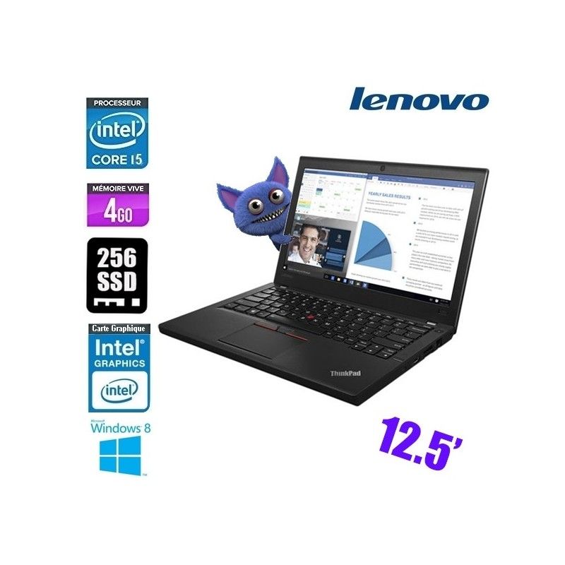 Lenovo ThinkPad X260 - Core i5-7300U 2.4GHz, 4GB, 256GB SSD, Intel HD Graphics 520, WiFi, Webcam, 12.5" Windows 10 AZERTY