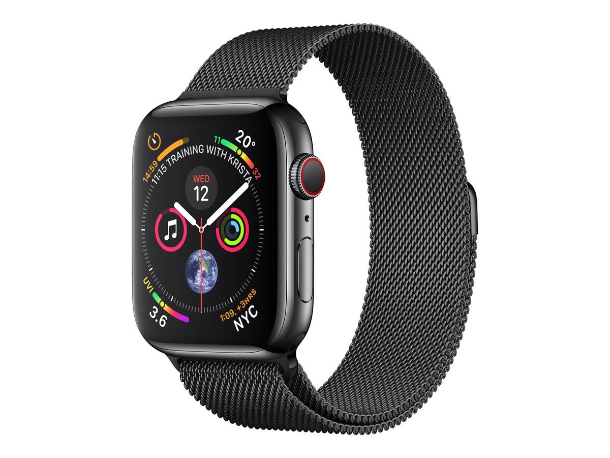 Apple Watch Series 4 (GPS + Cellular) - 40mm Stainless Steel Case Black with Milanais Bracelet