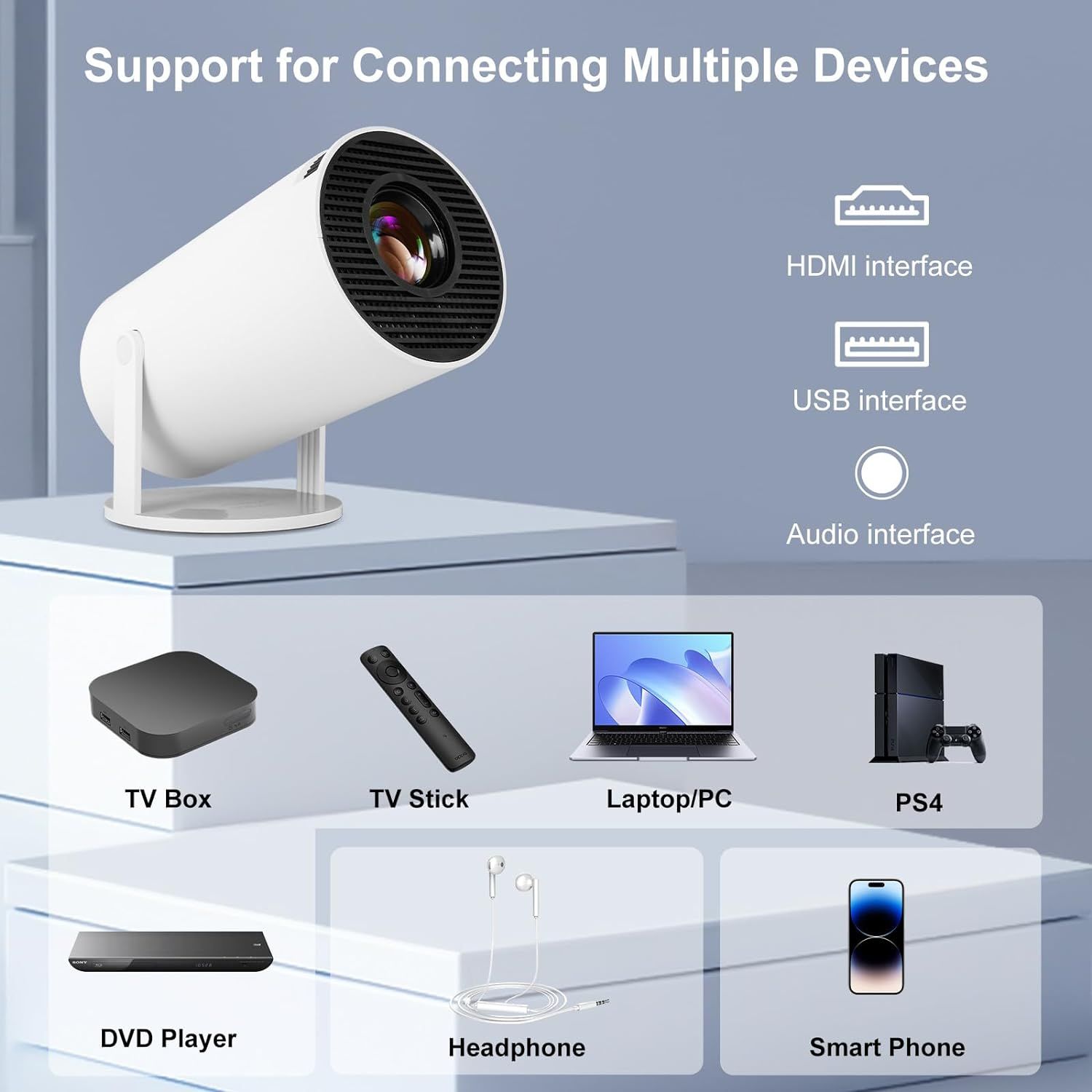 Proyector inteligente mini Avanturis 4K/120 ANSI con Bluetooth 5.0 y Android 11.0