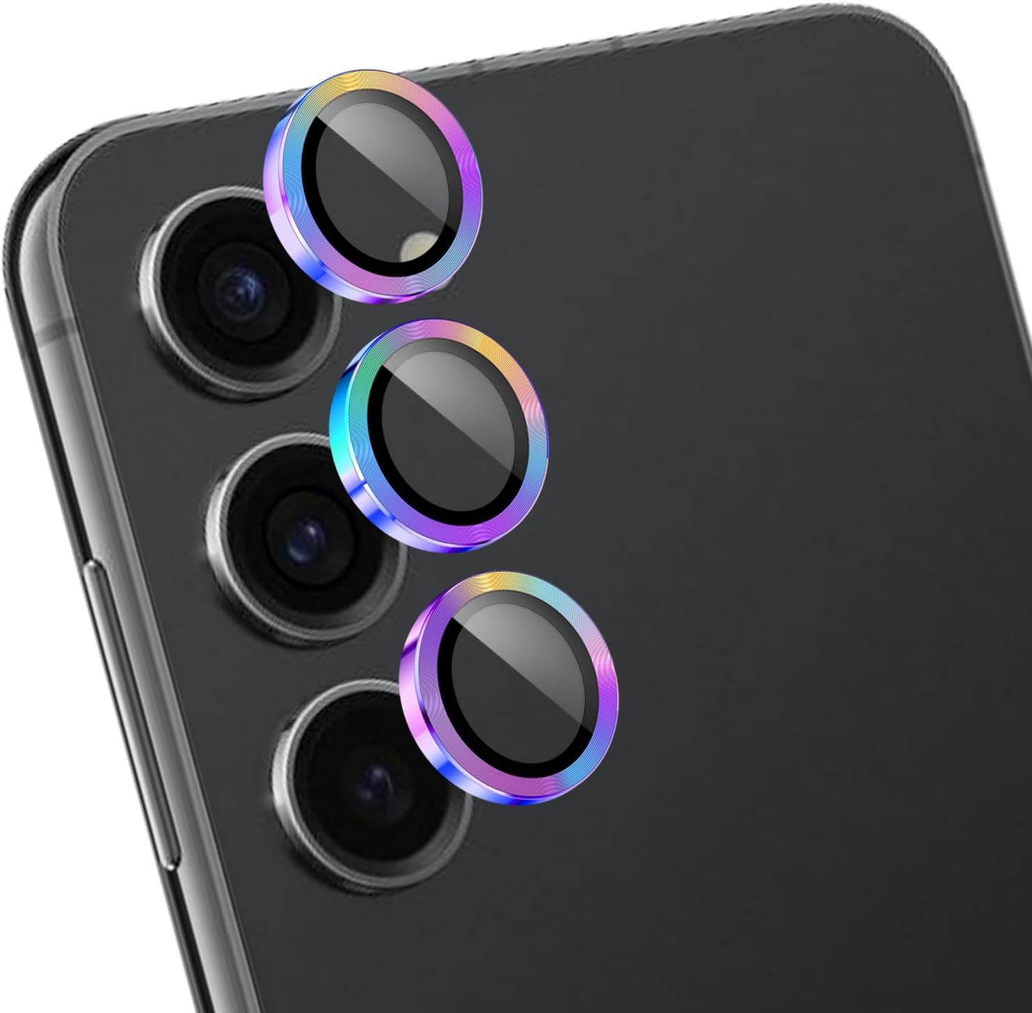 KALANKA-1 Camera Lens Protector for Samsung Galaxy S23/S23 Plus, Scratch-Resistant Tempered Glass, Metal Ring, Phone Camera Accessory