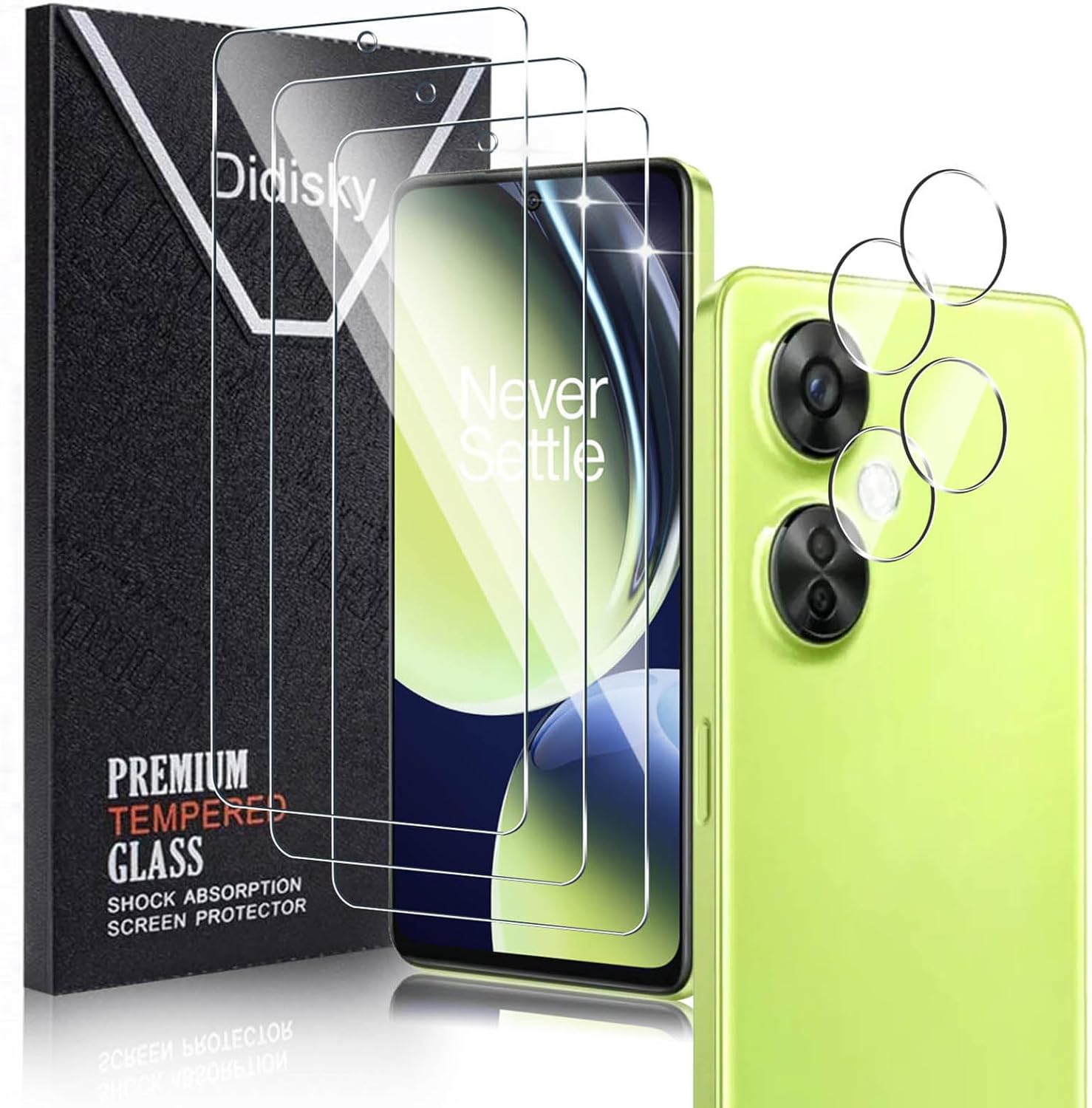 OnePlus Nord CE3 Lite 5G Glass Screen Protector Set (6.72-inch, 3 Screen Protectors + 2 Camera Lens Protectors)
