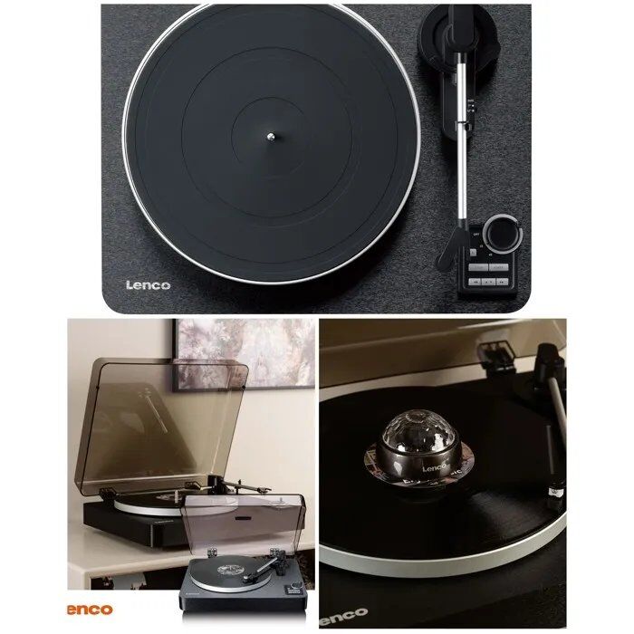 Turntable de vinilo Lenco vertical gris vintage, Bluetooth 5.3