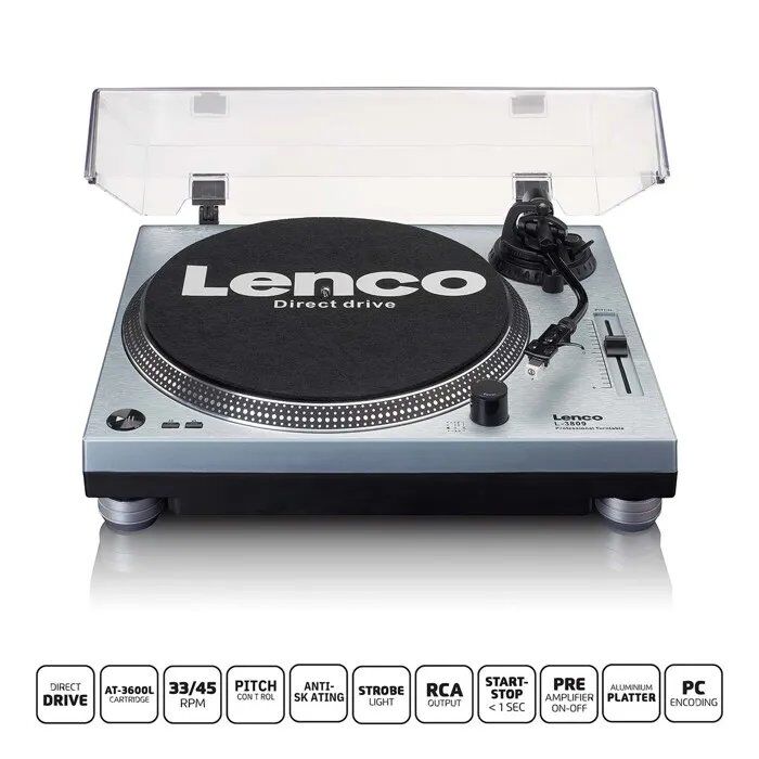 Plato de vinilo Lenco Platino Azul Metal - Entrenamiento directo con codificación USB