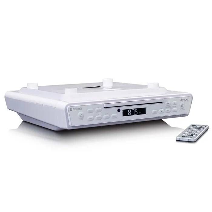 Radio de cocina Lenco KCR-150 con FM, reproductor de CD Bluetooth y control remoto - Blanco
