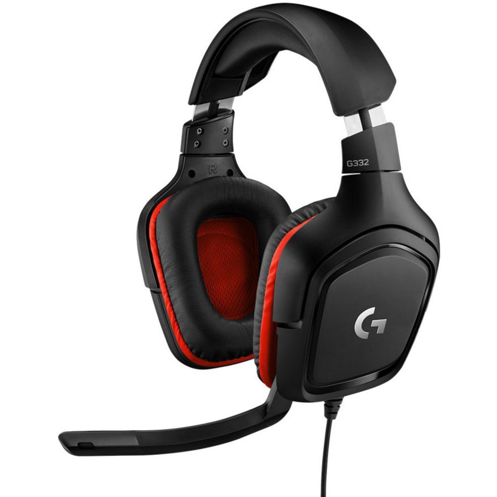 Logitech G332 Gaming Headset - Wired Earphone - Circum-aural - 3.5mm Jack - Black, Red