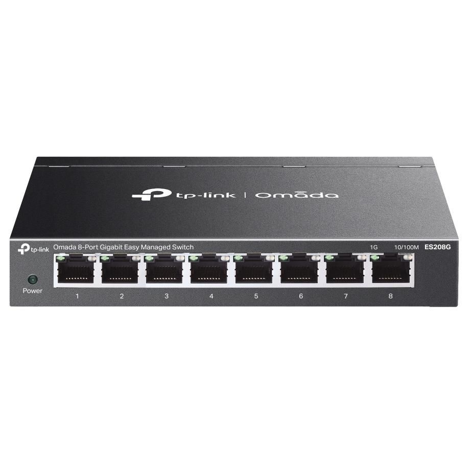 Commutateur réseau géré TP-Link Omada ES208G 8 ports Ethernet Gigabit, Noir