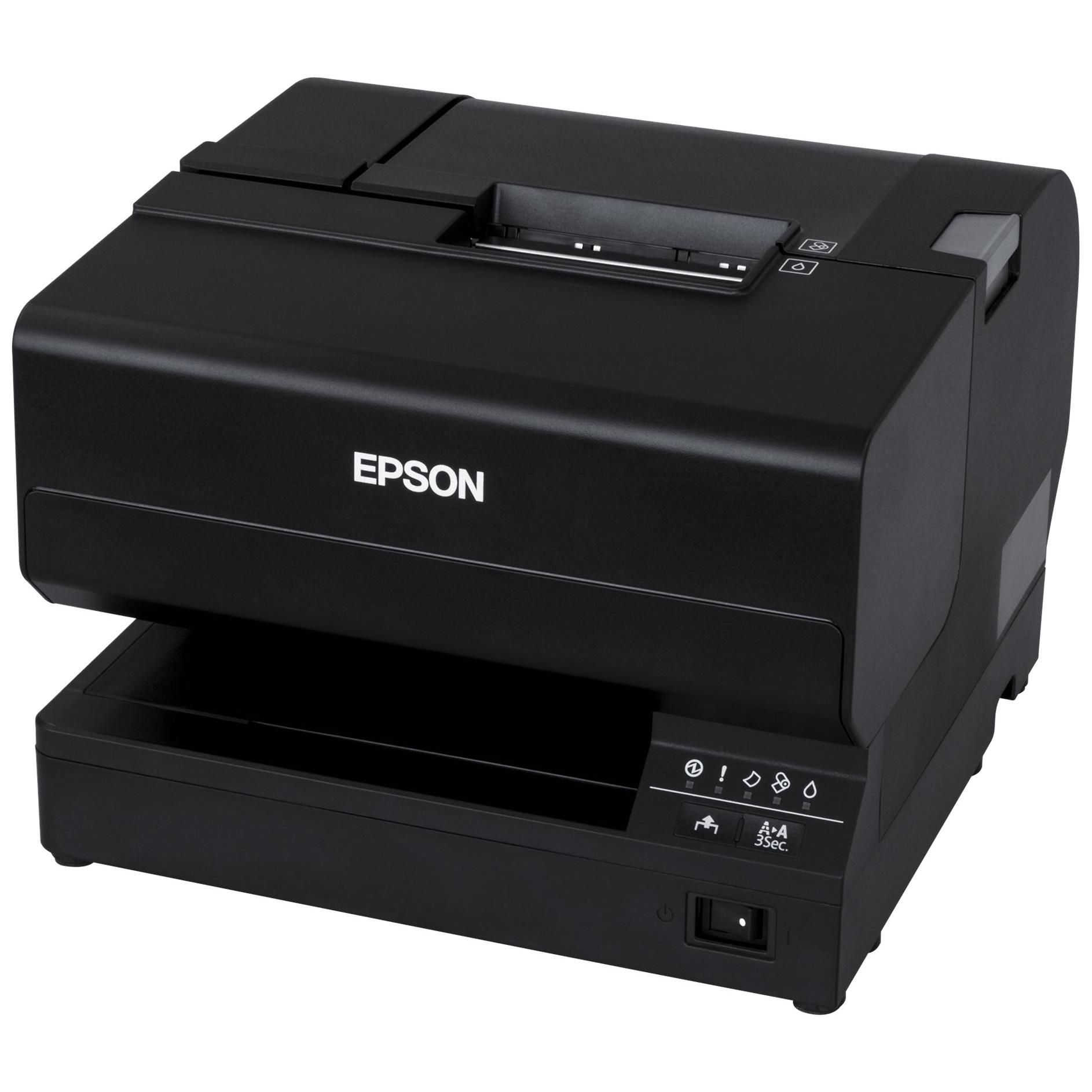 Epson TM J7700 Receipt Printer - Roll (8.3 cm), 230 x 297 mm - Up to 98 mm/sec - USB 2.0, LAN - Cutter - White