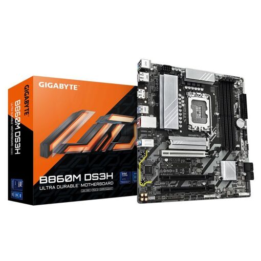 Tarjeta madre Gigabyte B860M DS3H - Procesadores Intel Core Ultra, VRM de 5+1+2+1 fases, hasta 9066MHz DDR5, 1x PCIe 5.0 + 1x PCIe 4.0 M.2, LAN de 2.5 GbE, USB 3.2 Gen 2