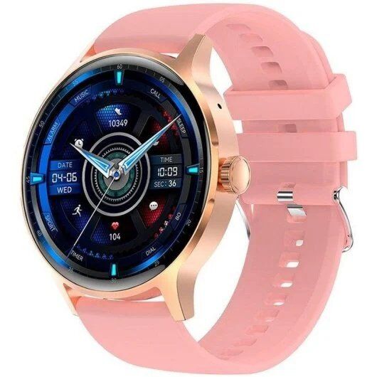 Reloj inteligente Cool Iris (AMOLED, llamadas, salud y deporte) silicona rosa