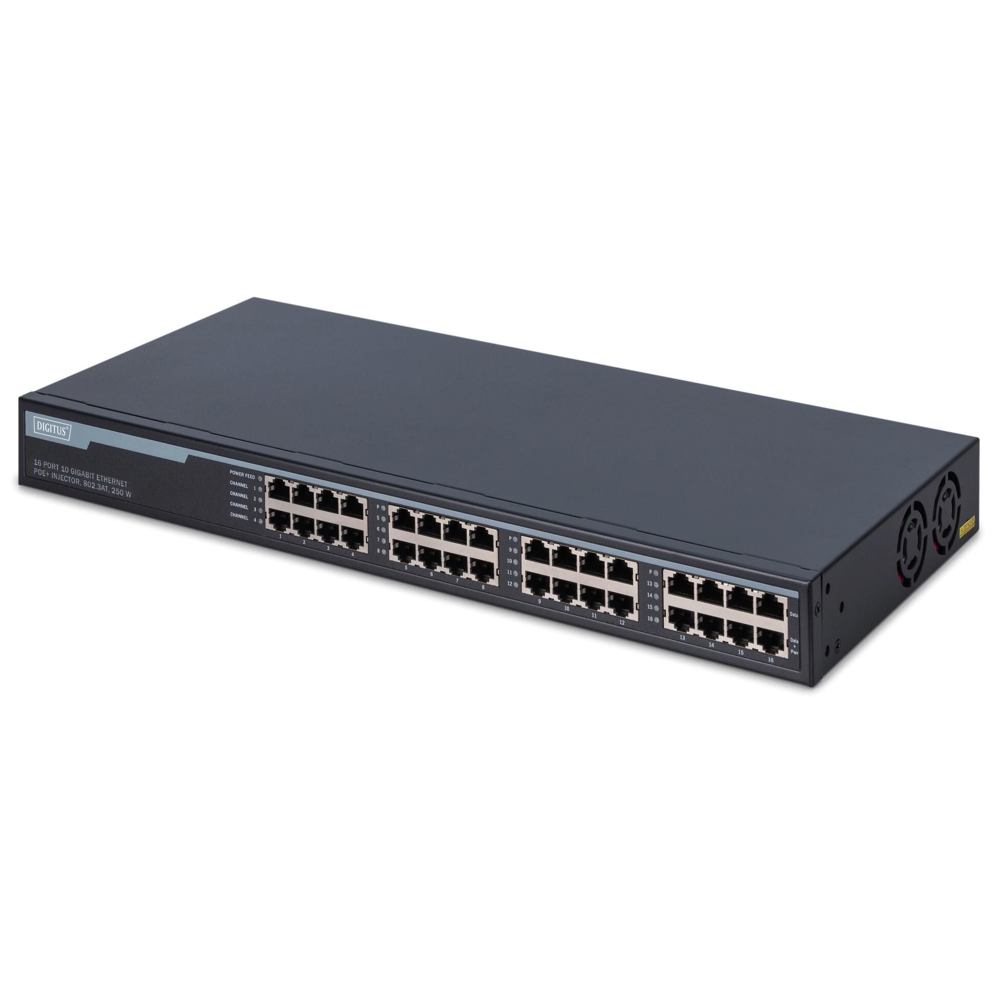 Digitus DN-95116 - PoE 16-Port 10G Switch (Rackmount/External) - 250W, 30W per port