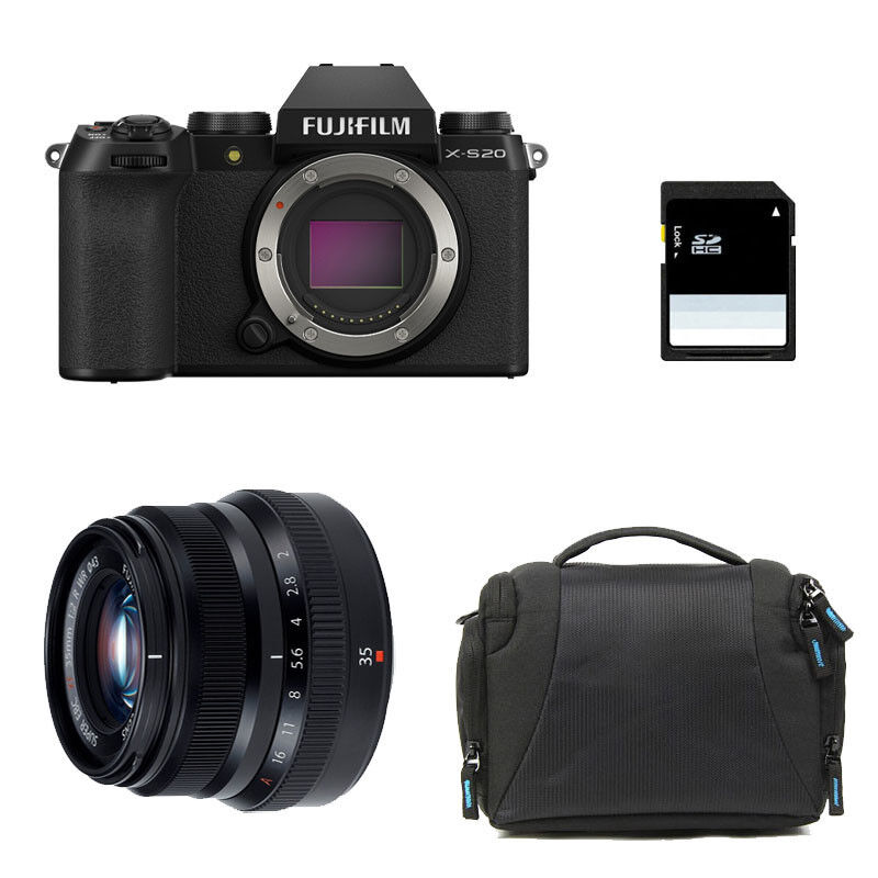 Fujifilm X-S20 Black + 35mm f/2 WR Lens + 3 Year Warranty + Bag + 8GB SD Card