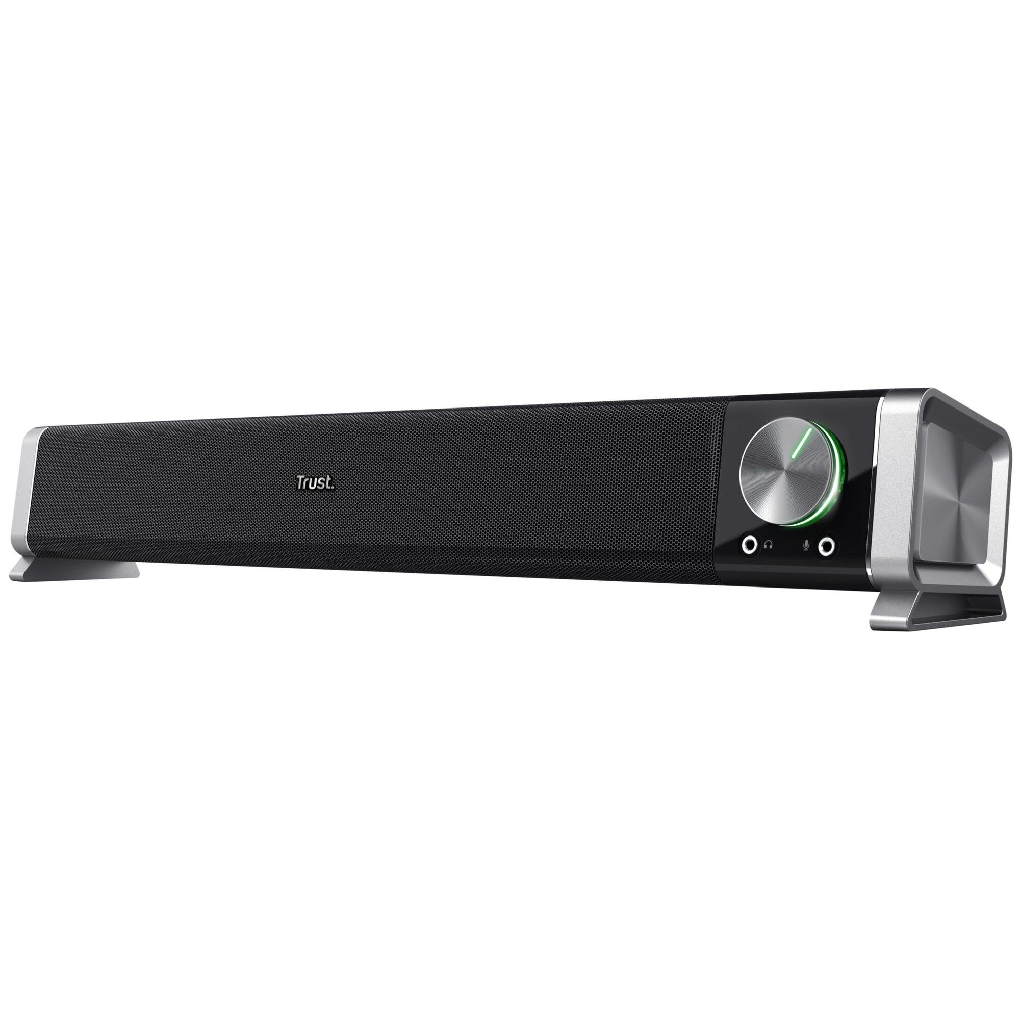 Trust Asto 12W Computer Soundbar with Headphone and Microphone Connectors, USB Power - Black