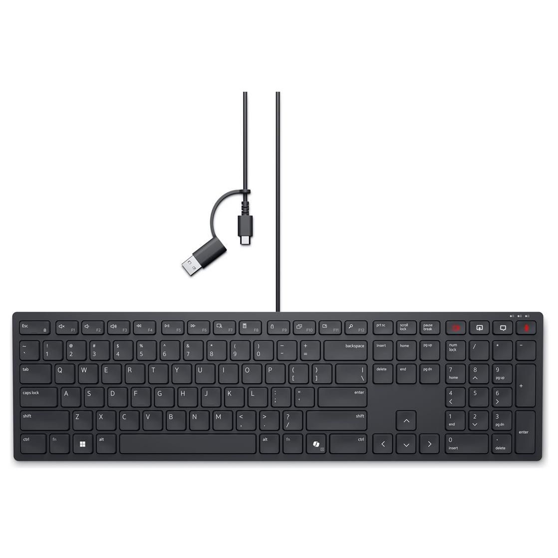 Dell Pro Silent Wired Keyboard KB525C - USB, USB-C, QWERTY (US International)
